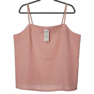 Womens xl blush pink linen blouse square neck tank shirt state of day
